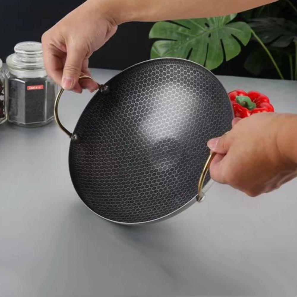 1pc thick non stick pot, dry pot, commercial double ear bar tripod, honeycomb pot, coated dry pot, small hot pot, to be shipped