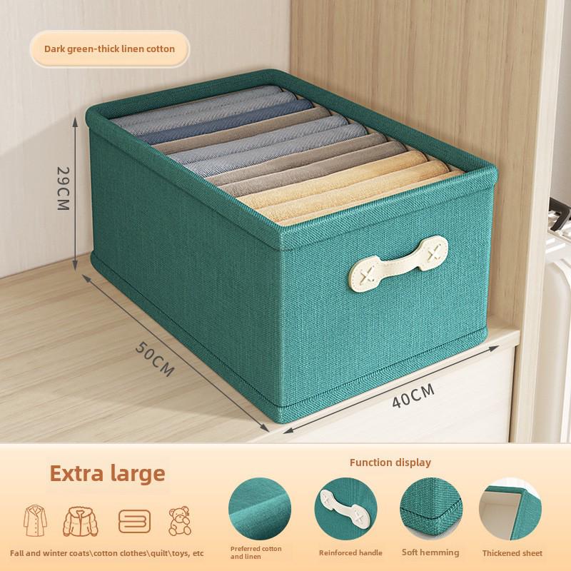 Foldable Cotton & Linen Wardrobe Organizer with Handle for Pants and Underwear