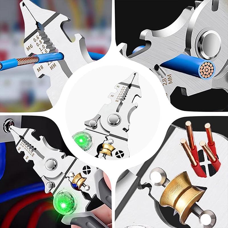 10 In 1 Foldable Wire Stripper With Electricity Measurement Plier For Cutting Pulling Wires Cable Electrician Scissors