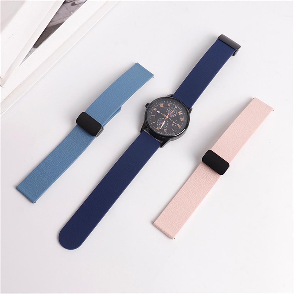 22mm Magnetic Silicone Band for Huawei Watch GT 5 46mm/GT 5 Pro 46mm/Samsung Galaxy Watch3 45mm Litchi Texture Watch Strap