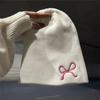 Wool Knit Cap Warm Beanies Cute Embroidery Bow Knitted Hat  Girls