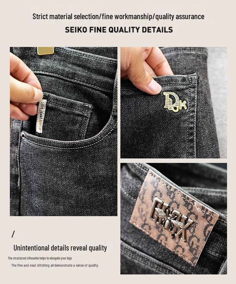 Men's Thickened Fleece-Lined Slim-Fit Stretch Jeans - Trendy, Warm, Versatile, Casual Straight-Leg Pants