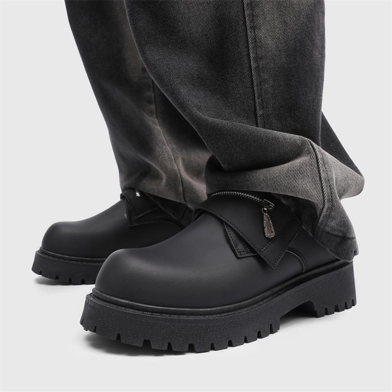 Fashion Student Shoe Office Loafers Black Shoes Kerae Fashion Thick Bottom Men's Business Patent Leather Shoe Slip-on Tassel Shoes