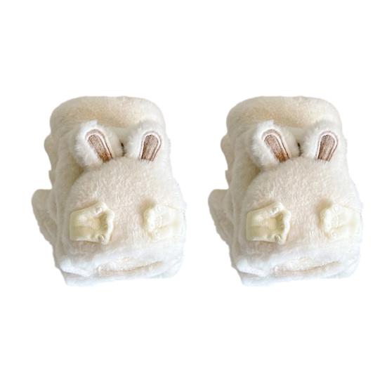 Women Winter Plush Gloves Thickened Warm Fuzzy Rabbit Mittens Girls Convertible Winter Fingerless Mittens