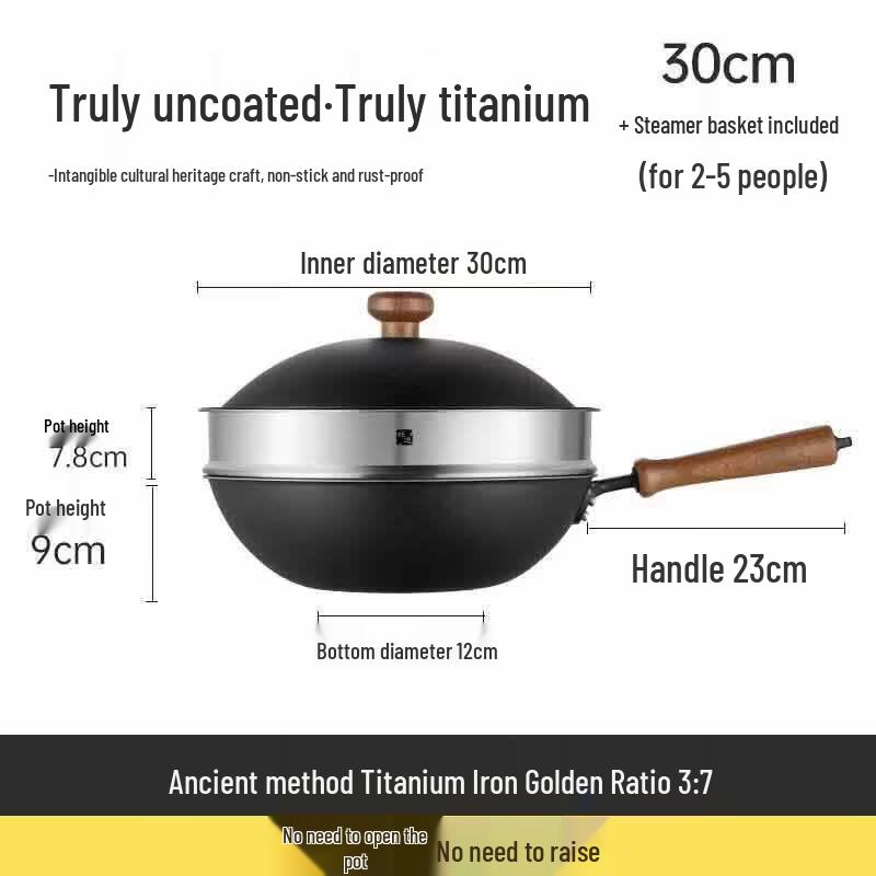 COOKER KING Healthy Non-Coated Titanium Iron Wok