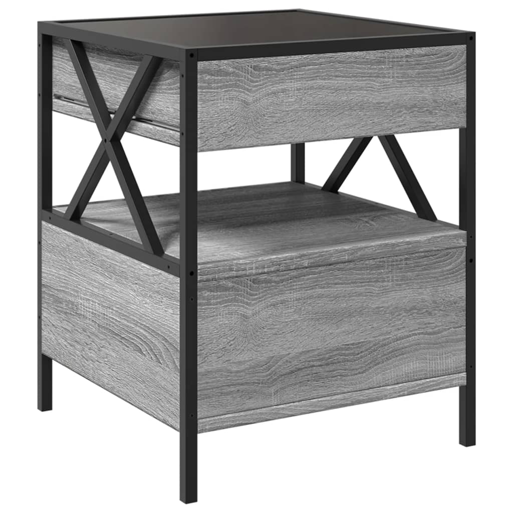 Nightstand with Infinity LED Gray Sonoma 40 X 40 X 51 Cm