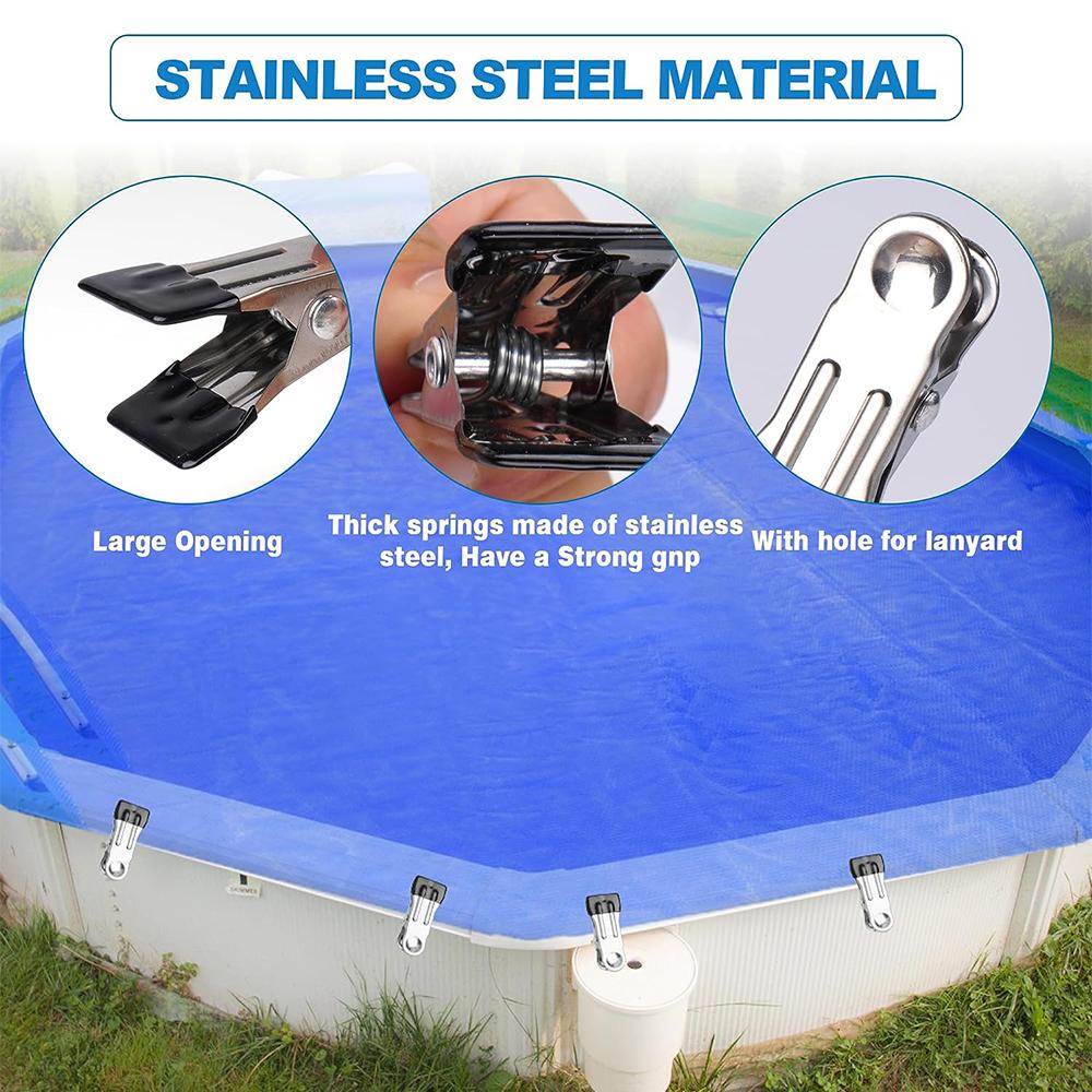 30pcs Stainless Steel Swimming Pool Cover Clips Spring Sealing Clips
