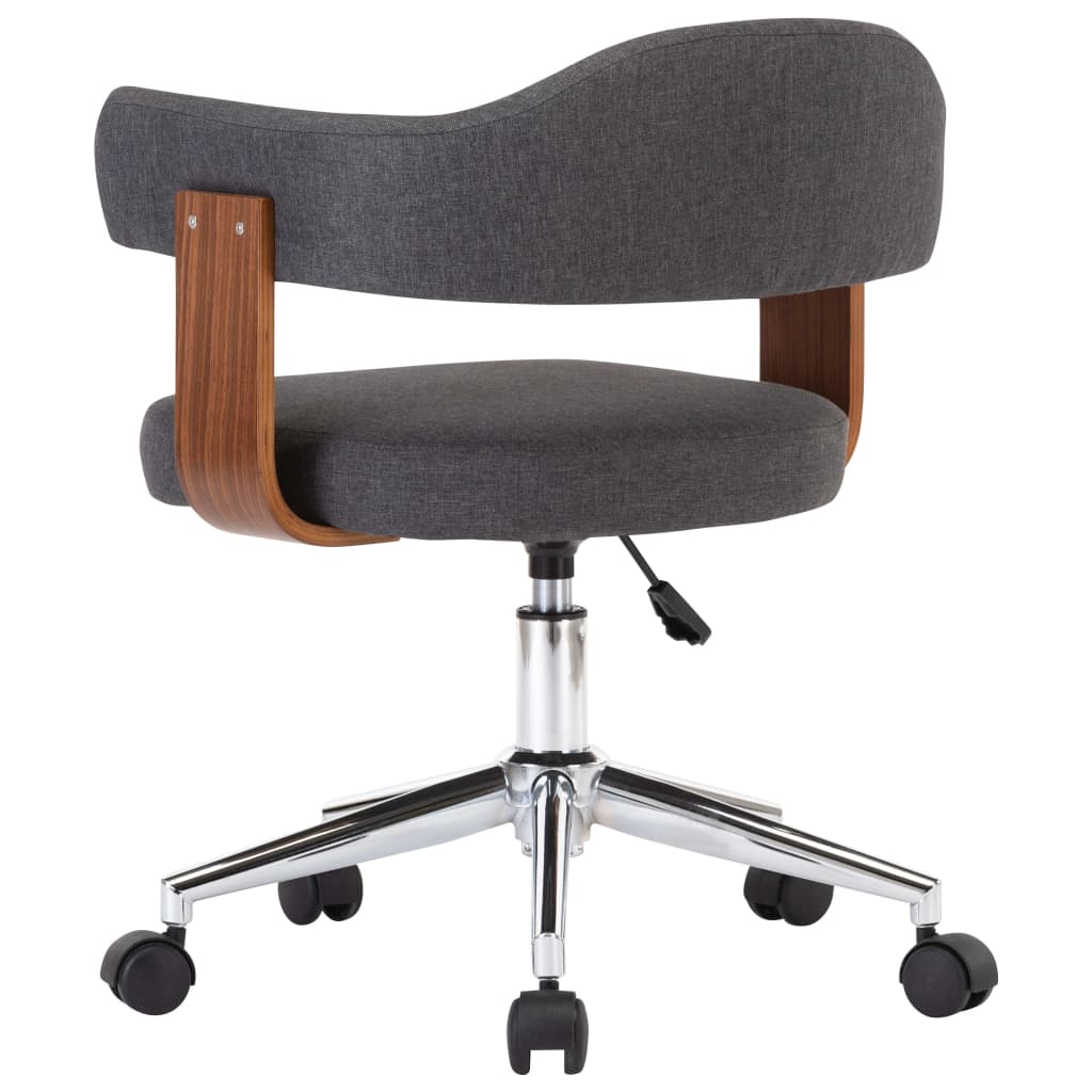Swivel Office Chair Grey Bentwood and Fabric