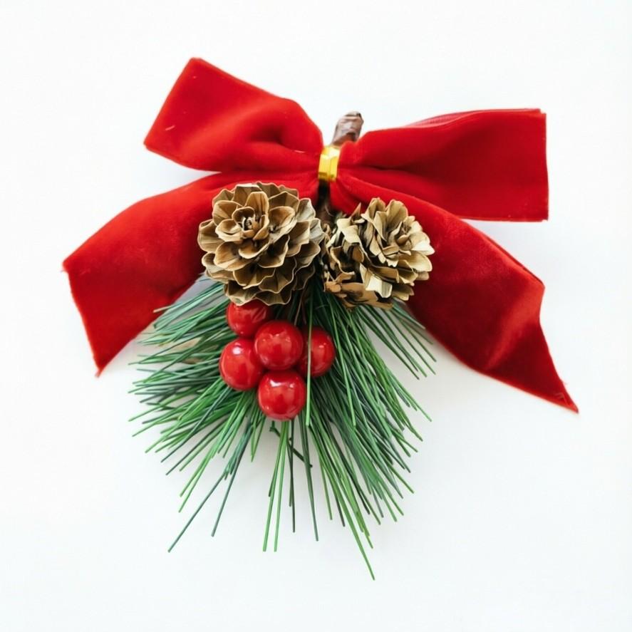 Christmas Velvet Bow & Bell Hanging Ornaments Door Decor