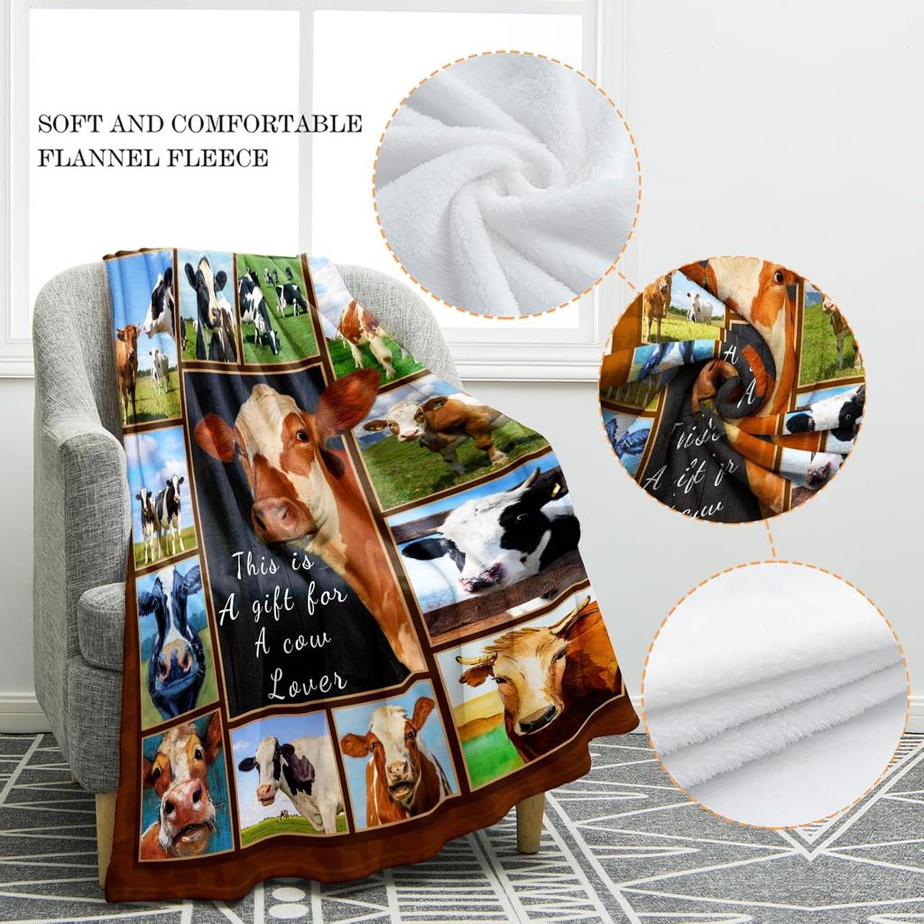 Cute Cattle Blanket Super Soft Flannel Throw Blankets Mantas Kids Adults for Bedding Bedroom Living Rooms Sofa Full Season Gifts
