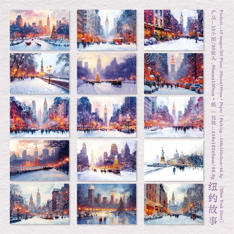 30pcs/1lot Memo Pads Material Paper  Passing through winter Junk Journal Scrapbooking Cards Retro Background Decoration Paper