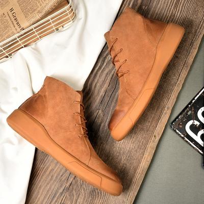Herrenstiefel Englischer Stil Lederschuhe Herren Stiefeletten Herbst und Winter High Top Herrenschuhe Retro Mode Freizeitstiefel