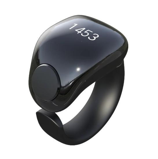 Smart Tasbih Ring Compass Waterproof App-Controlled Plastic Prayer Reminder Digital Azan Alarm Clock 18MM