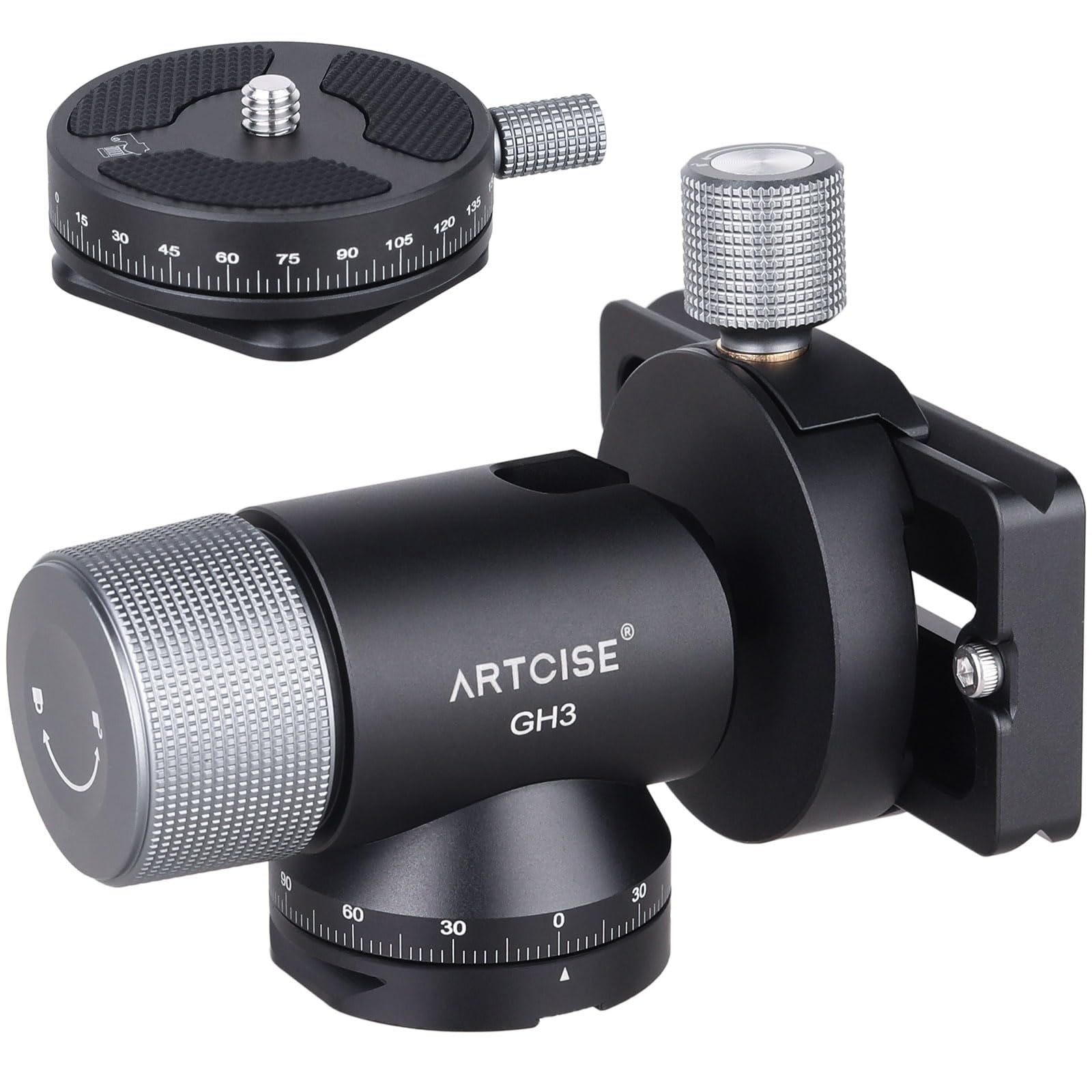 

ARTCISE Monopod Gimbal Ball Head CNC Precision Machining Aluminum Tripod Mount Head with Arca Swiss Standard Panoramic Pan For Long Telephoto Lens чорний