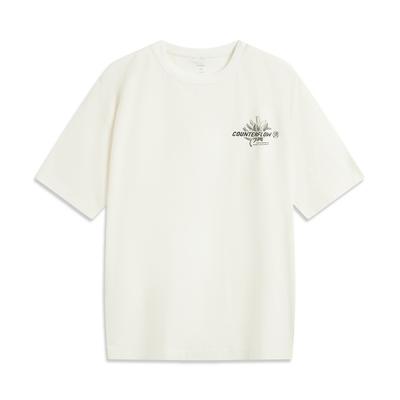 Li Ning Outdoor Series CF Schnelltrocknend Locker Lässig Einfach Kurzarm T-Shirt Herren Oberteile Off-White ATSV203-1