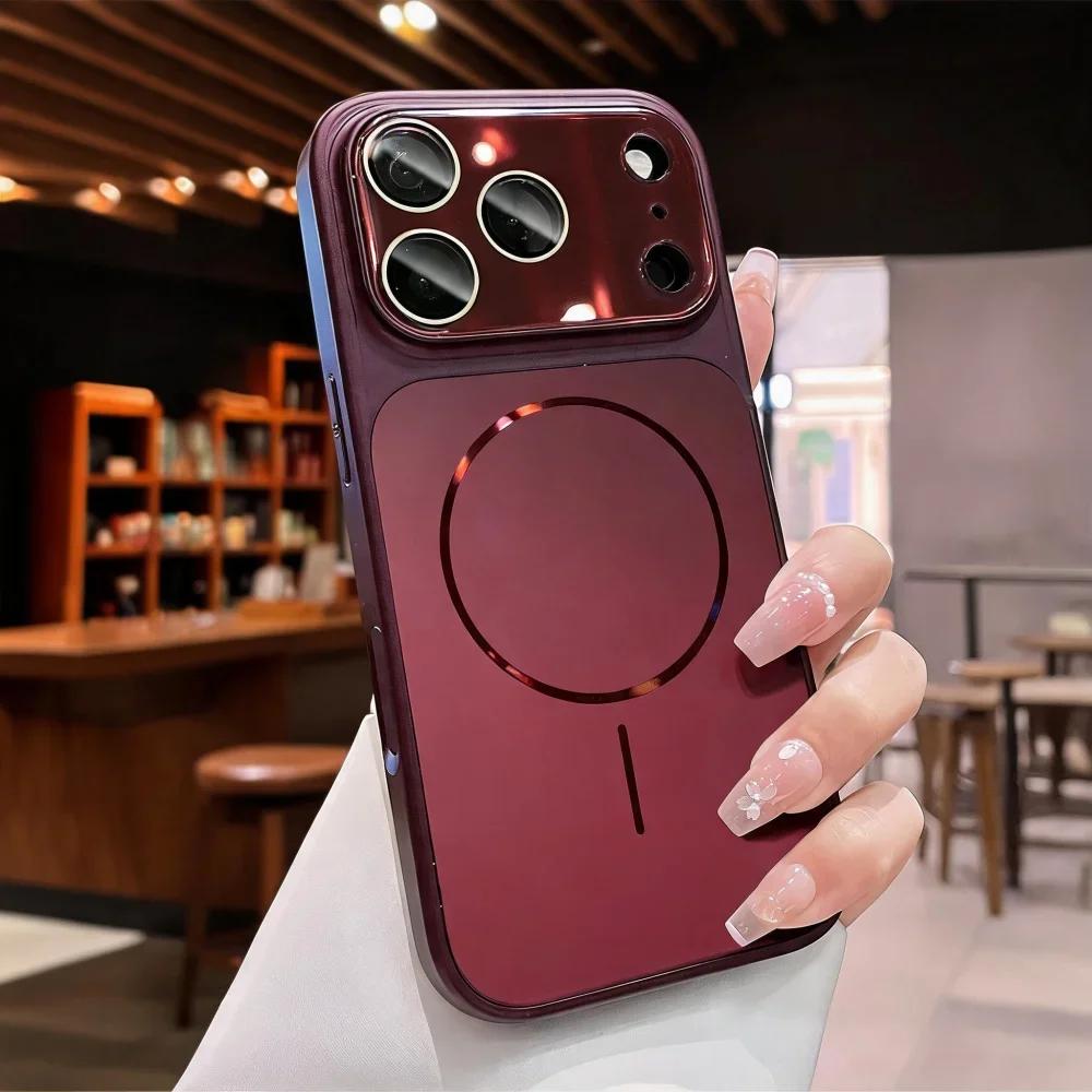 Luxury Shockproof Matte Bumper Clear Magnetic Case For iPhone 17 Pro Max 16 15 14 13 For Magsafe Shockproof Hybrid Lens Cover