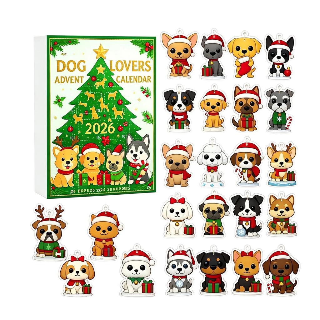 Dog Lovers Christmas Tree Ornament - 2D Design Cute Holiday Decoration