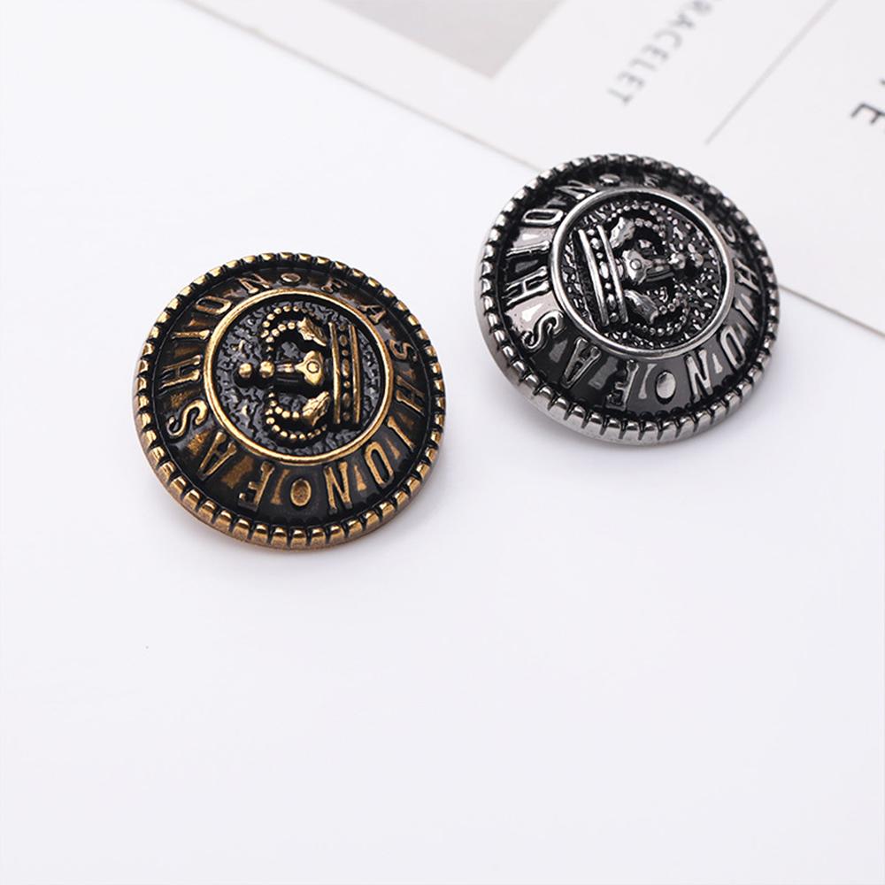 10 Pieces/set Gold Silver Vintage Crown Design Round Metal Buttons Suit Jacket Knitwear Coat Decorative Buttons Sewing Supplies