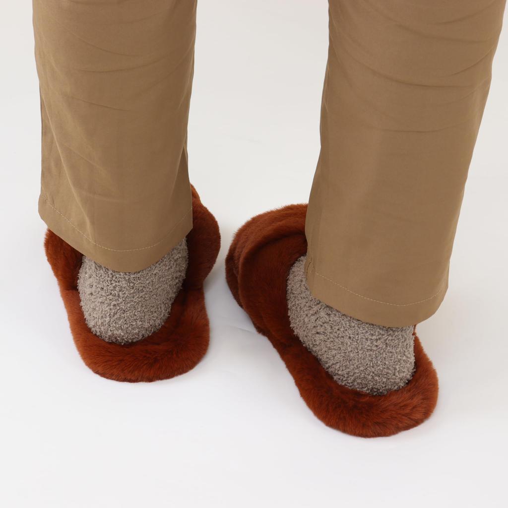 Kawashima Selkon TAUKO Faux Fur Cross Fur Red Size GS6085 Slippers, Brown, M,