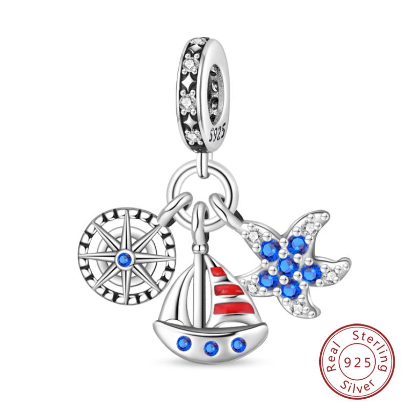 New Copper Ocean Series Mermaids Shell Charms Beads Fit Qikaola Original Bracelets Fine Birthday Diy Jewelry