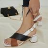 2025 Summer New Sandals Women's Word with Fresh and Simple Style Fashion Color Matching Thick Heel Roman High Heels
