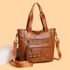 Retro Soft Leather Mom Bag, Large-capacity Hand-held Tote Bag, Casual Single-shoulder Crossbody Bag