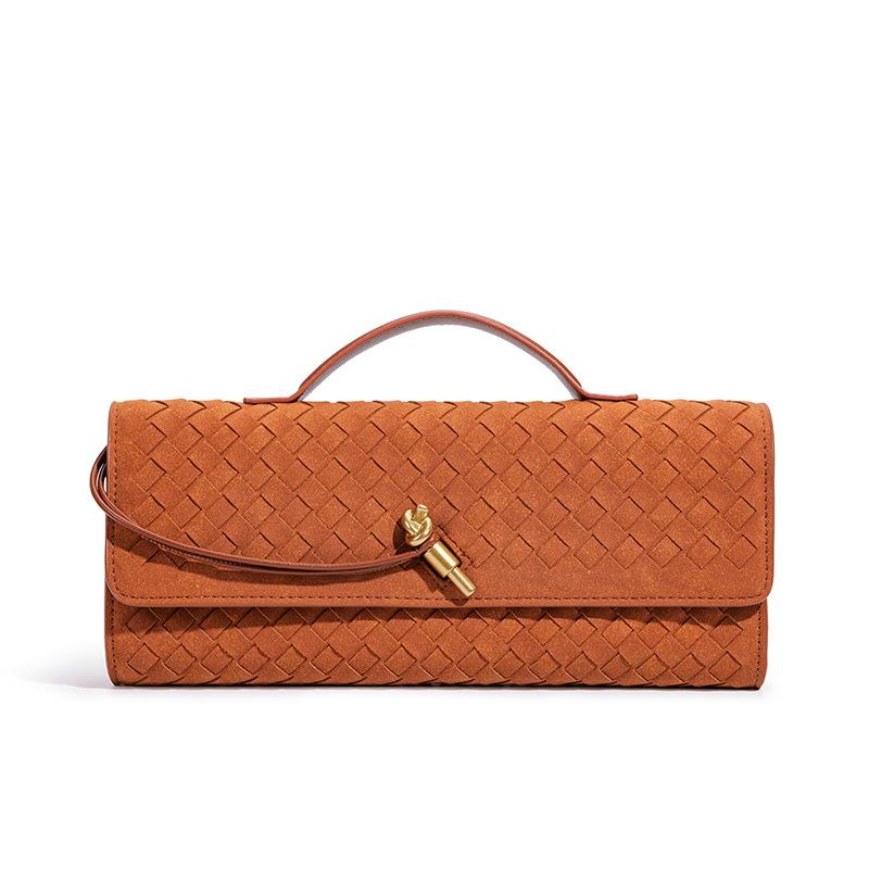 

Плетеная сумка-орган, Модная горизонтальная сумка, Женская одноплечевая сумка кроссбоди коричневый