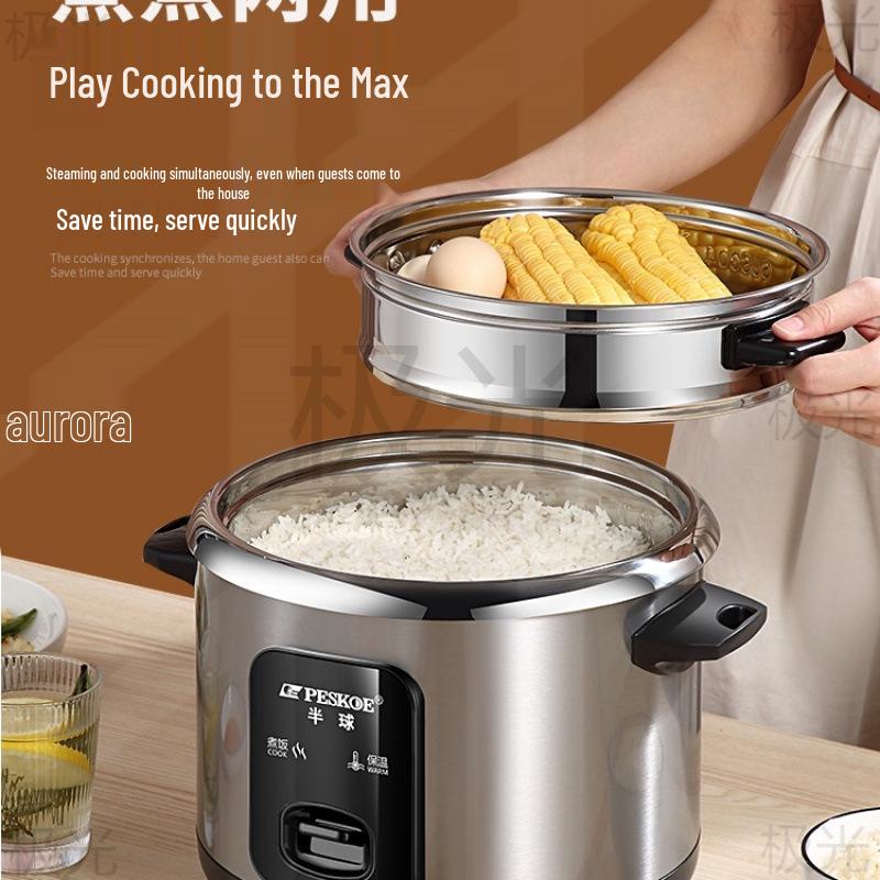 316 Stainless Steel Electric Rice Cooker, 5L Capacity, Ideal for 1-6 People - Cooks Porridge, Soup, and More