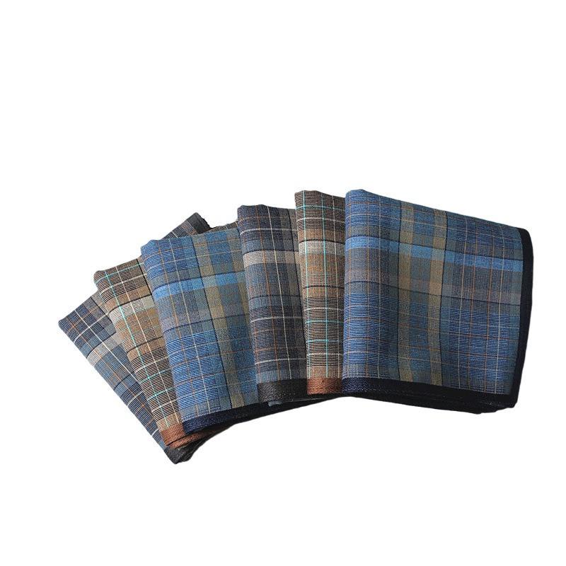 3Pcs 40x40cm 100% Cotton Retro Plaid Checkered Printed Old Men Handkerchiefs Square Towels Wedding Tea Party Favors
