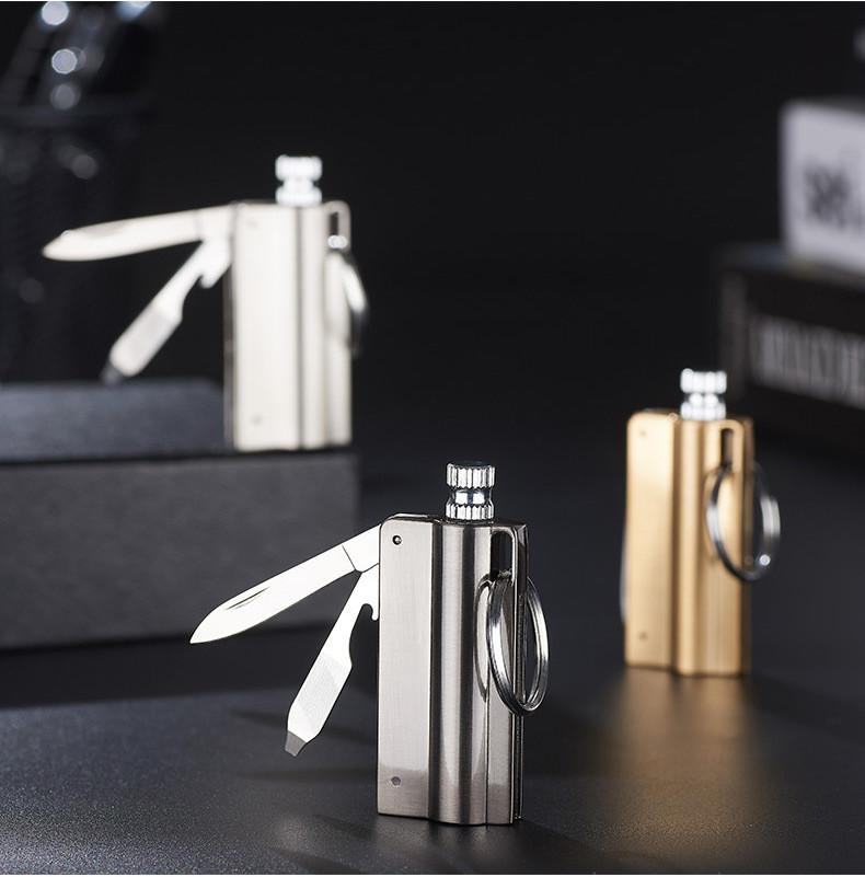 Outdoor Portable Lighter Bottle Keychain With Containing Cotton Core