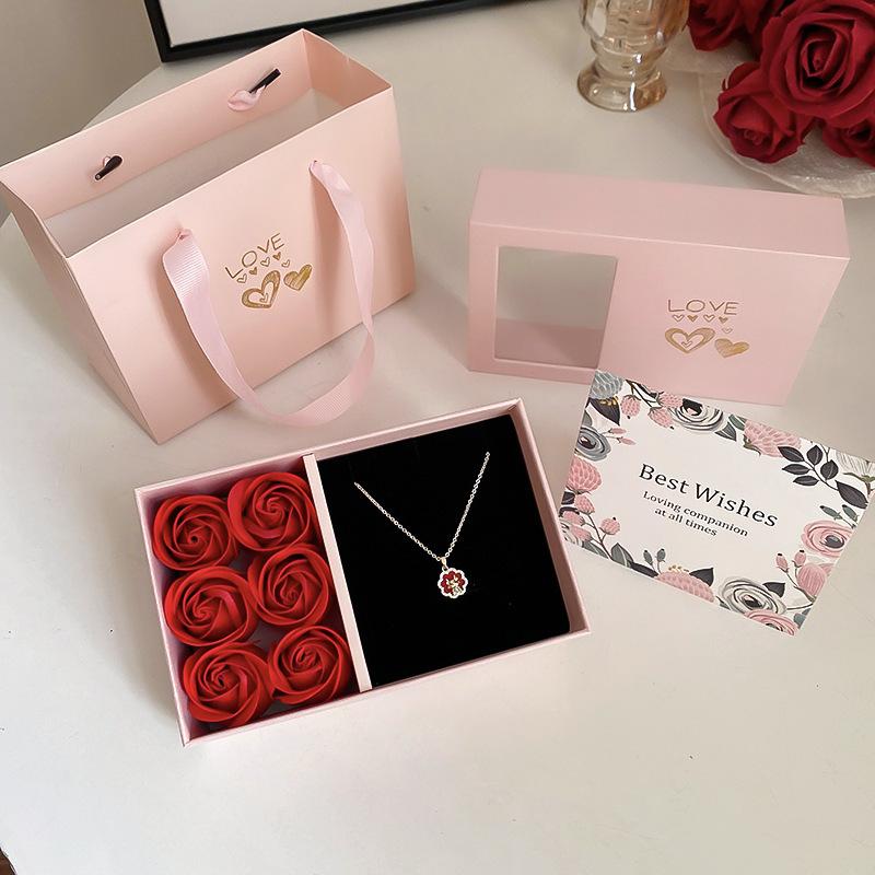 Rose jewelry set box Internet celebrity design sense storage box jewelry maintenance identification
