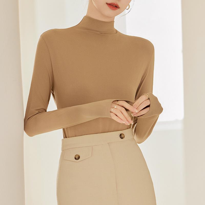 

Женский топ с высоким воротом и длинными рукавами, базовый слой, однотонный M (40-55 kg)