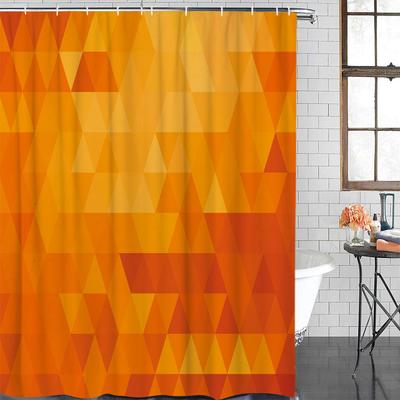 Triángulo Naranja Geometría Naranja Impermeable Decoración de Baño Cortina de Ducha con Gancho Cortinas para Bañera Accesorios de Baño