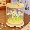 DIY Tulip Lamp Simulation Flower Sea Cake Box Bedroom Sleeping Table Lamp Handmade Craft Decor Tulips Night Light Birthday Gift