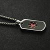 Rectangular Dog Tags Medical Symbols Men Necklace Titanium Steel Pendant Necklace (with Chain)