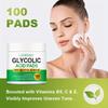 100 Count Glycolic Acid Pads with Vitamin B5, C & E - Phthalate-Free, Unscented, Brightening Flakes for Face, Niacinamide & Glycerin Infused