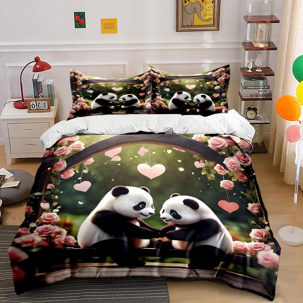 "Romantic Panda Paradise." Bedding Sets Duvet Covers Pillowcases(1* Duvet Cover 2* Pillowcases Without Duvet Insert)