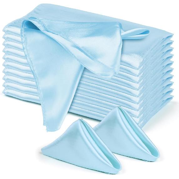 10 Pack Satin Cloth Napk, White, 17"x17" Square Shiny & Luxurious Silk-Like Finish, Thin & Lightweight for Elegant Dining, Wrinkle-Free, Washable &