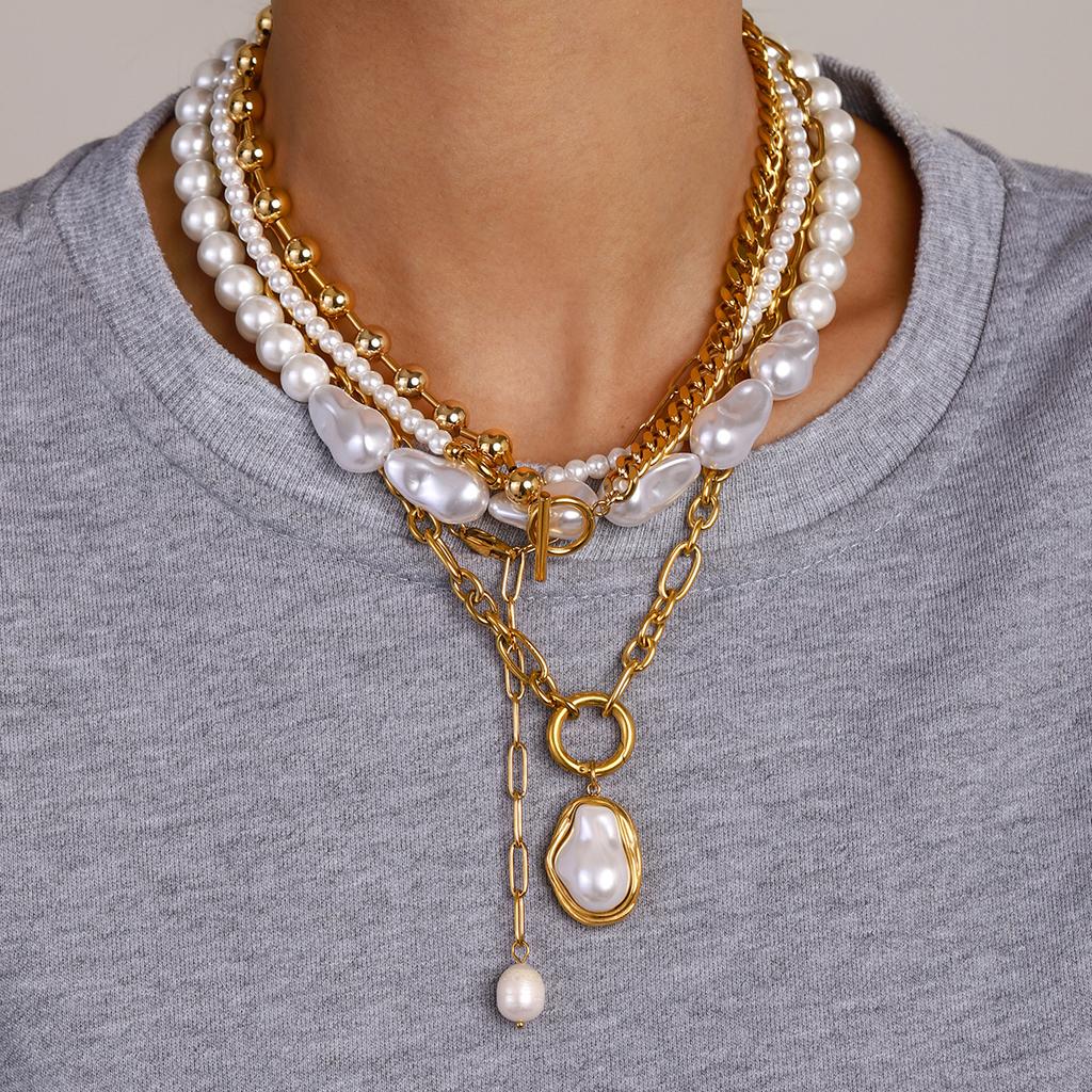 Gold stainless steel necklace ins electroplated first European and American clavicle chain Titanium steel neck chain