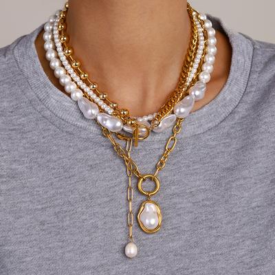 Gold Stainless Steel Necklace Ins Electroplated First European and American Clavicle Chain Titanium Steel Neck Chain