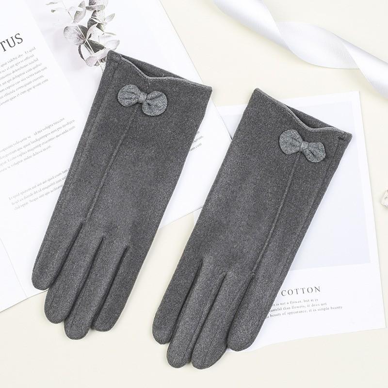 Warm Gloves for Women Rabbit Fleece Cute Bow Thickened Plush Windproof Riding Touch Screen Autumn and Winter Gloves