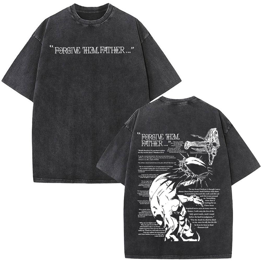 Ježíš je král Křesťanské grafické Vintage prané tričko Módní Hip Hop Trička s krátkým rukávem Muži Ženy Bavlna Ležérní tričko Top