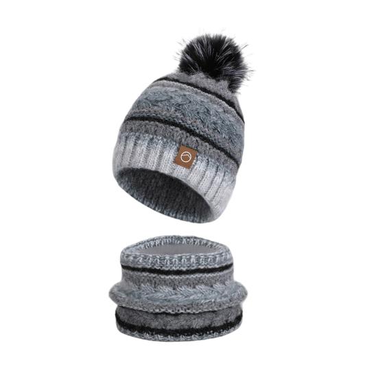 2Pcs/Set Winter Hat Scarf Set Thickened Velvet Lining Colorful Versatile Elastic Fit
