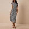 European Striped Knit Sleeveless Slim-Fit Sheath Dress - Mid-Length Women's Fashion 2025