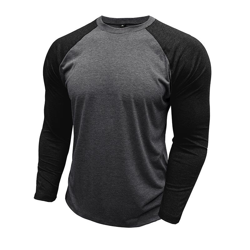 T-shirt casual da uomo a maniche lunghe raglan, vestibilità larga