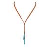Retro Geometric Turquoise Double Pendant Velvet Leather Y-shaped Women's Necklace