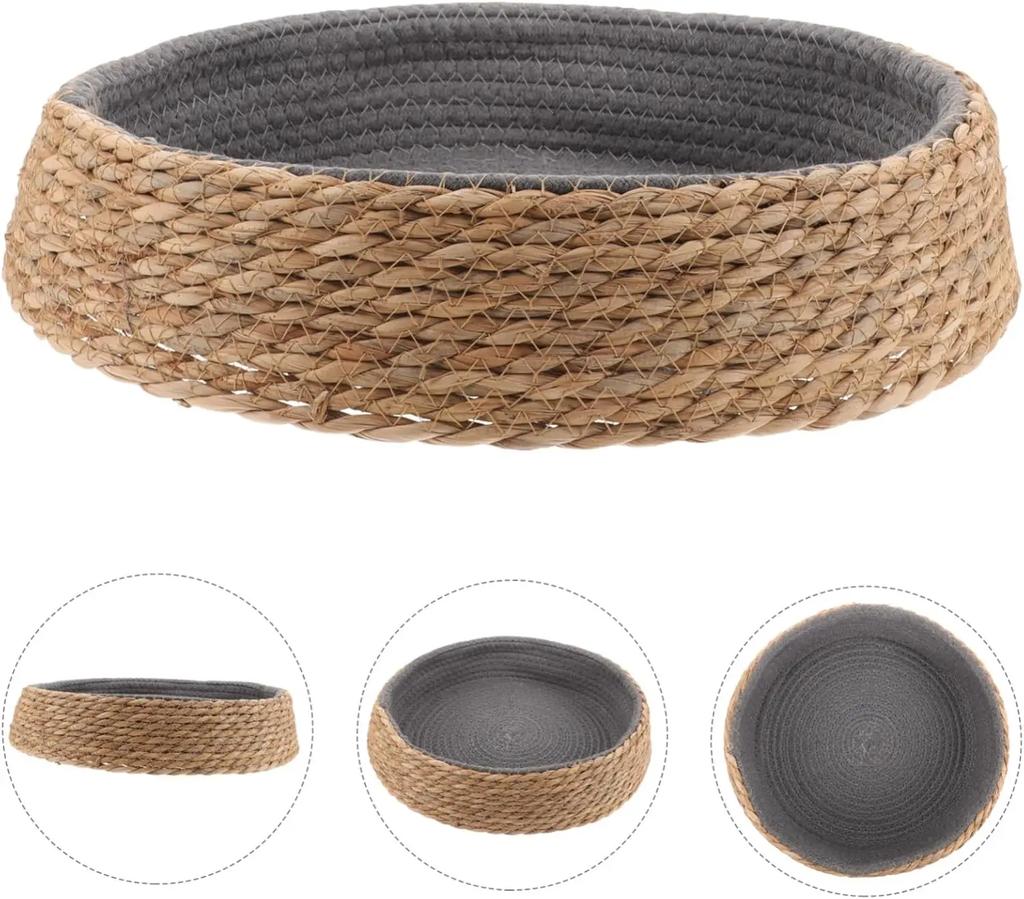 Cat Sleeping Bed Rattan Circle Dog Bed Round Cushion Cat Supply Rattan Woven Cooling Pet Nest Grass Willow Beds for Cat Dogs