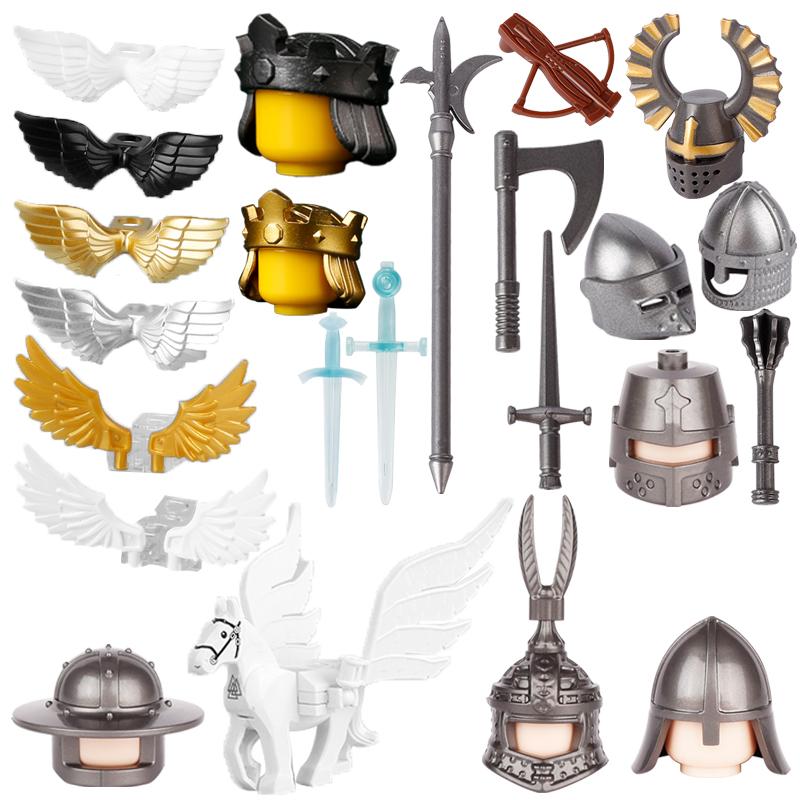 Mittelalterliche Militärburg Ritter Rüstung Bausteine Schulterpanzer Rüstungszubehör Roter Löwe Schwarzer Adler Waffensteine Spielzeug