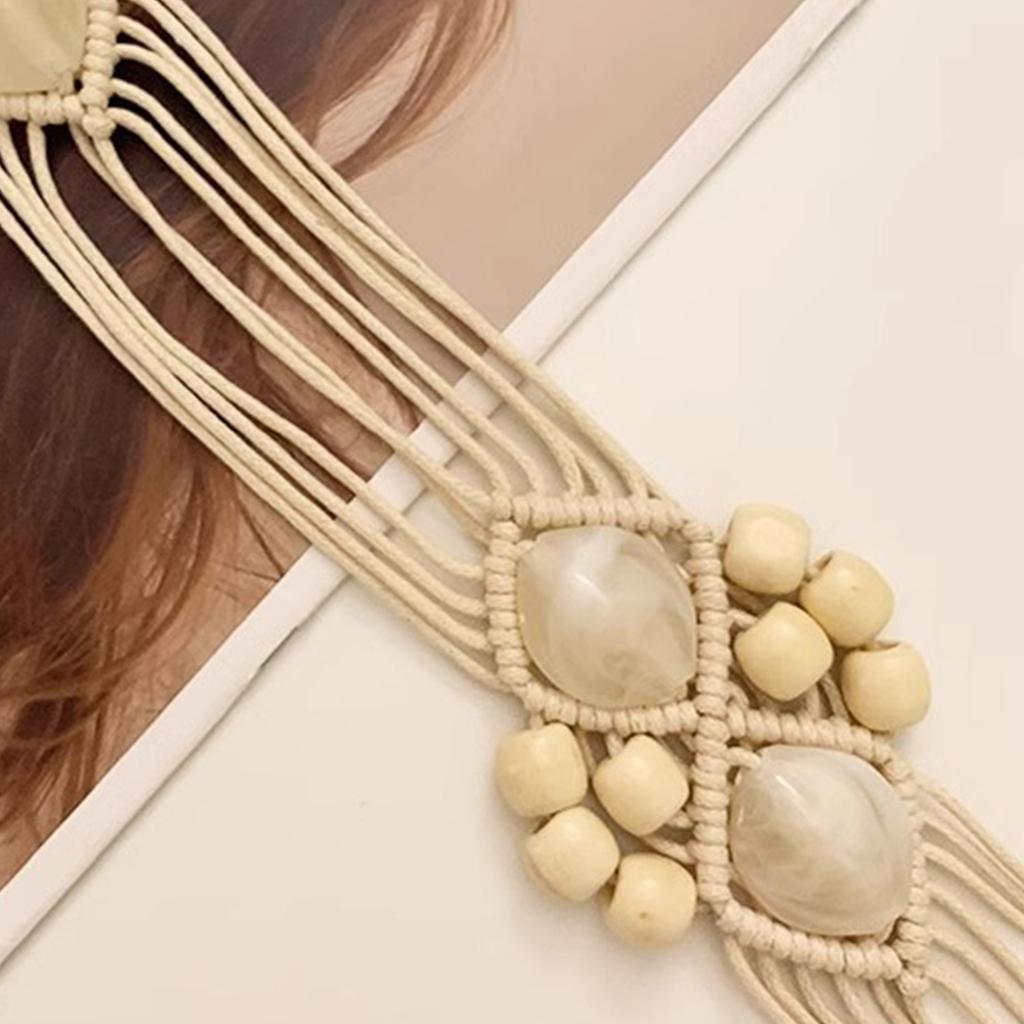 Women Decorative Wax Rope Belt Bohemian Fringed Belt Dress Accessories Waist Rope Ethnic Waistband Female Waist Ornament