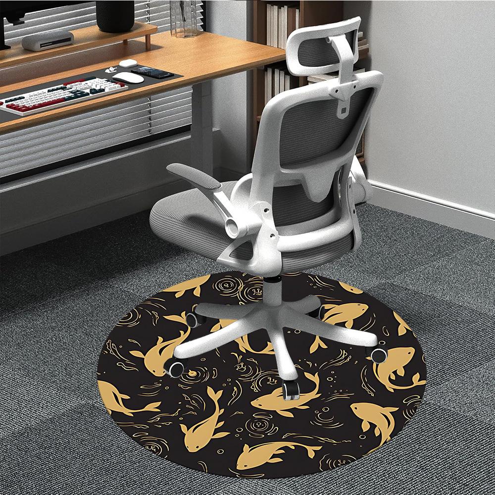 1pc Fish Pond Office Round Area Rug, Indoor Mat Suitable For Office, Under Office Chairs Bedroom Living Room Home Decor, Room Deco